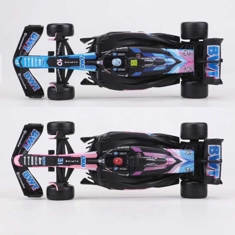 Burago 1:43 A524 Alpine F1 Team Bahrain/Japan Station  Racing Car NO.10/NO.31 Alloy Model Car