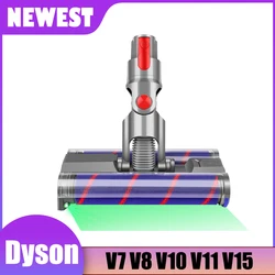 For Dyson V7 V8 V10 V11 V15 Vacuum Cleaner Parts Rotatable Double Soft Roller Brush Head Led Light Engineered for Hard Floors