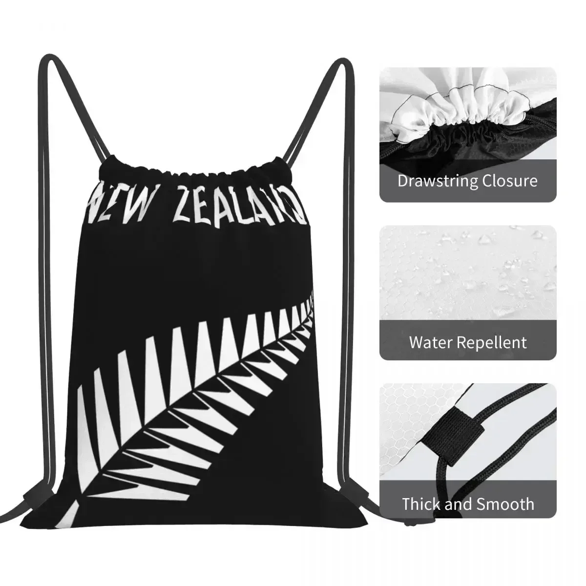 New Zealand Fern Backpacks Fashion Portable Drawstring Bags Drawstring Bundle Pocket Shoes Bag Book Bags For Travel Students