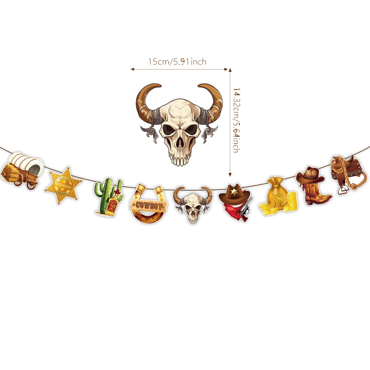Western Party Dekorationen Cowboy Banner Wimpel Wild West Cowboy Hängende Girlande Baby Dusche Western Geburtstag Party Supplies – Detail 3