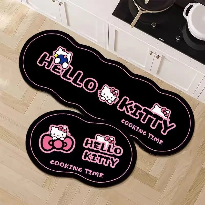 Diatom Mud Cartoon HelloKitty Kitchen Floor Mat Quick Drying No-rinse Household Dirt Strip Resistant and Oil Absorbing Carpet