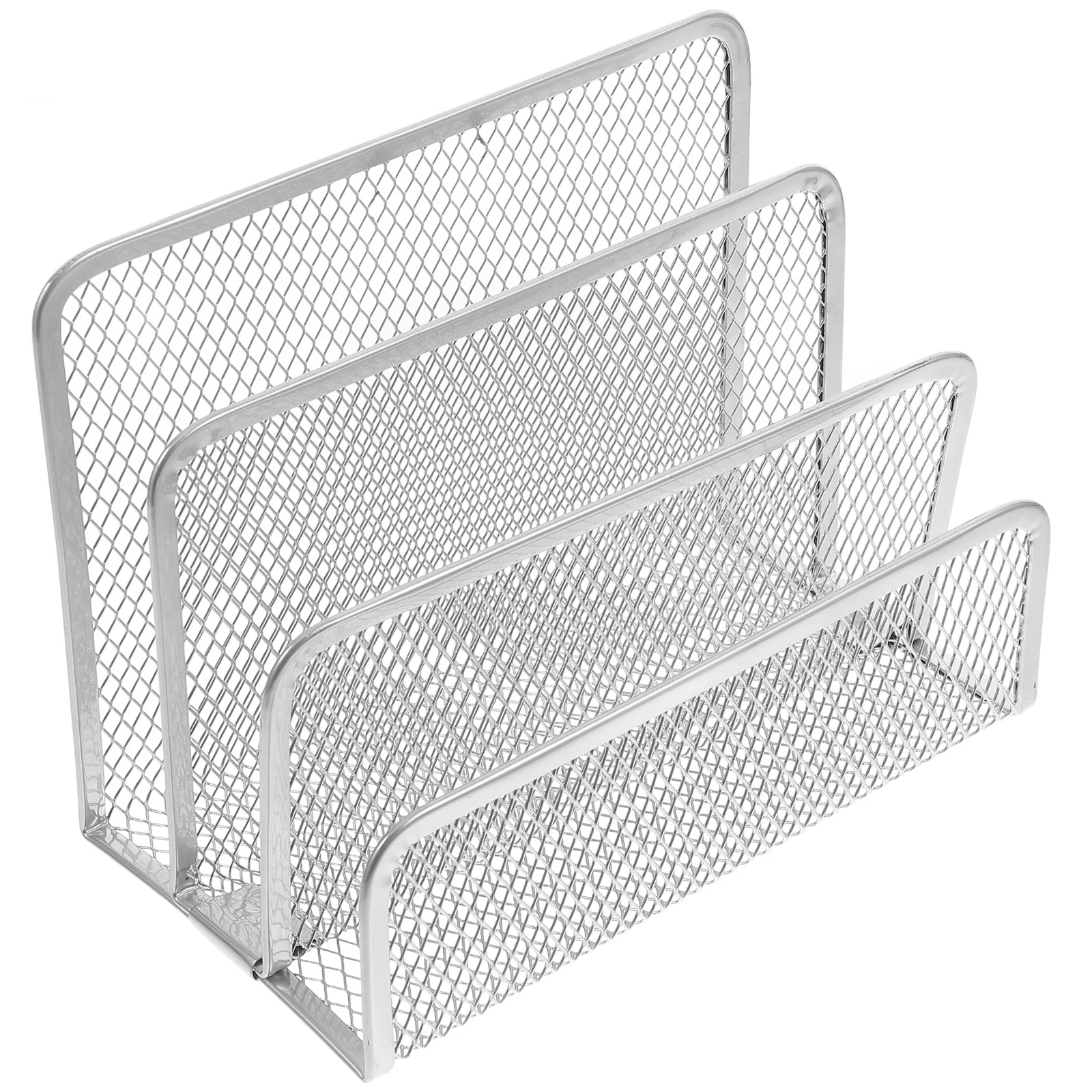 منظم ملفات معدني بثلاثة أقسام، حامل كتب مكتبي لسطح المكتب، رف مستندات البريد، رف ملفات للوازم المنزلية #2