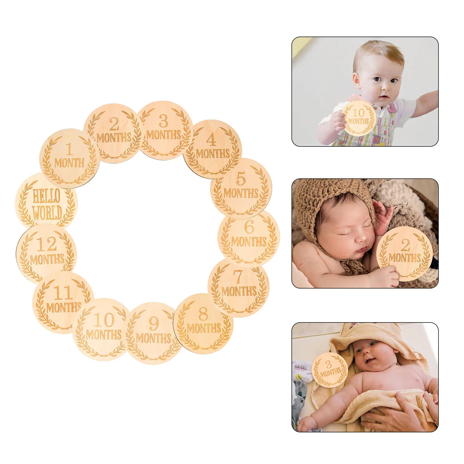 

13pcs Baby Milestone Cards Wood Monthly Growth Discs Smooth Photo Props For Newborns Infant Growth Tracker Round Wooden