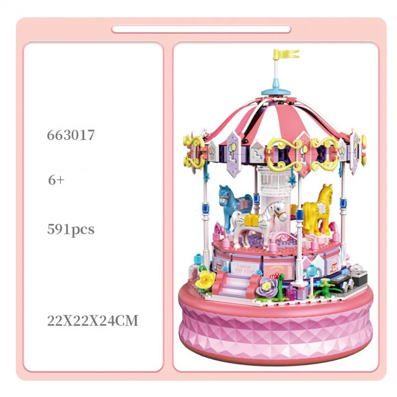 Loz Entertainment Park Mini Diamond Building Block Creative merry-go-round Bricks Carousel Music Box Toys For Girls Gifts