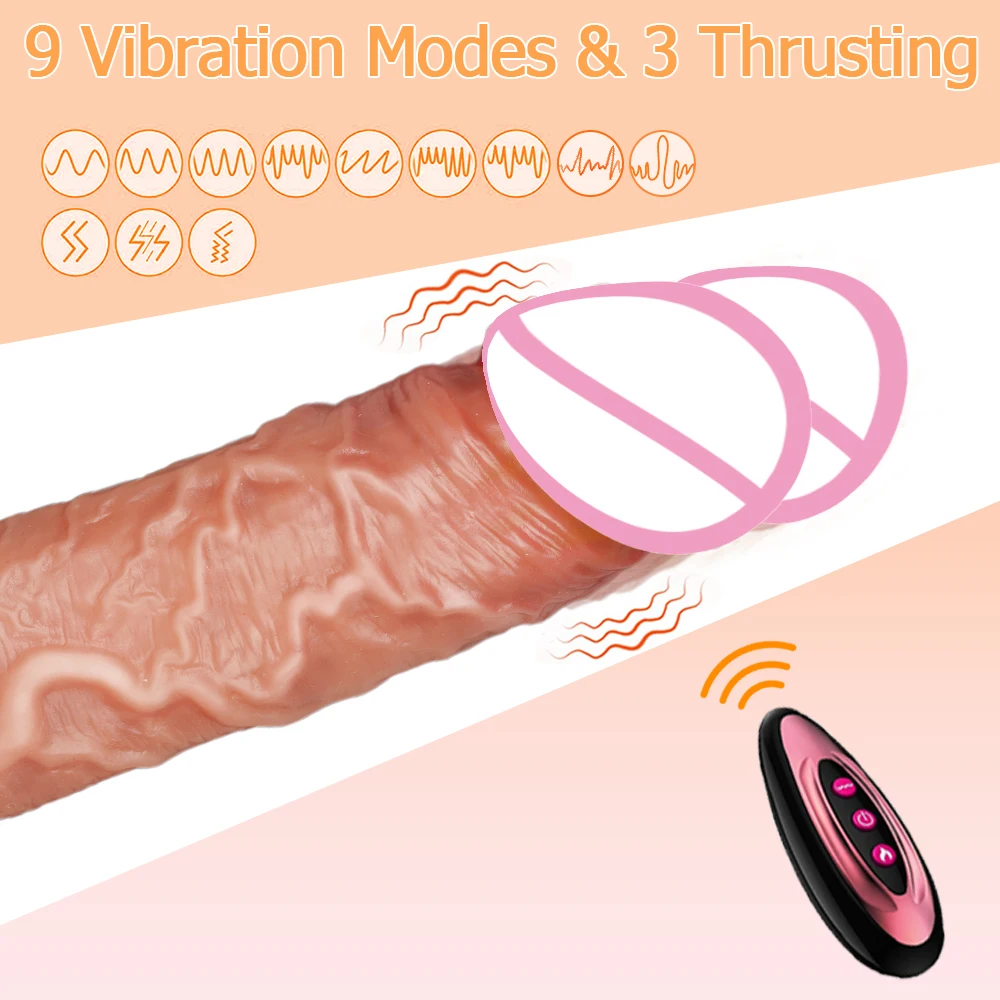 Realistic Dildo Vibrator Remote Control Telescoping Heated Penis Female G-spot Vagina Anal Massager Women Sex Toys Adult Goods