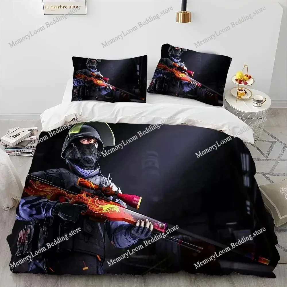 CS GO,Game Gamer,Counter Strike Comforter Bedding Set,Duvet Cover Bed Set Quilt Cover Pillowcase,king Queen Size Bedding Set Boy