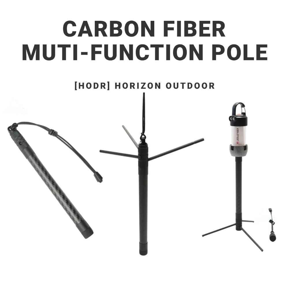 [HODR] Multi-functional Carbon Fiber Light Pole 37g Ultralight Table Tripod Camping Light Lantern Stand Lighting Equipment