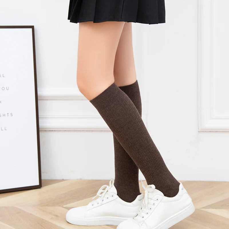

Wool Blend Calf Length Stocking Women's Knitted Long Socks Ribbed Winter Warm Casual Fine Yarn High Socks 1 Pairs Soft Christmas
