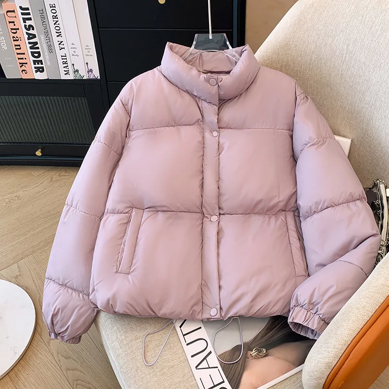 Trend Winter Warm Puffer Jacket Women's Drawstring Thick Bread Coat Long Sleeve Short Top Free Shipping Wholesale Apparel Parkas