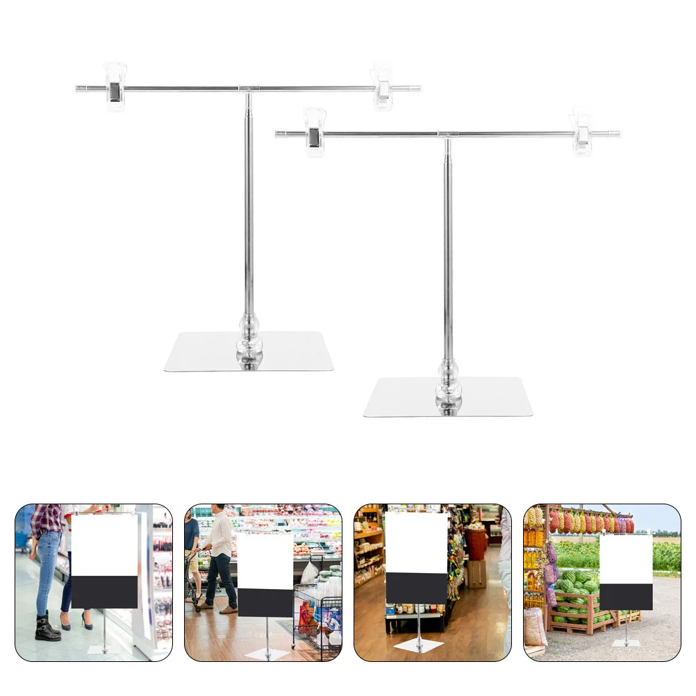 

2 Pcs Adjustable Poster Holder Shaped Advertising Sign Banner Desktop Stand Clip for