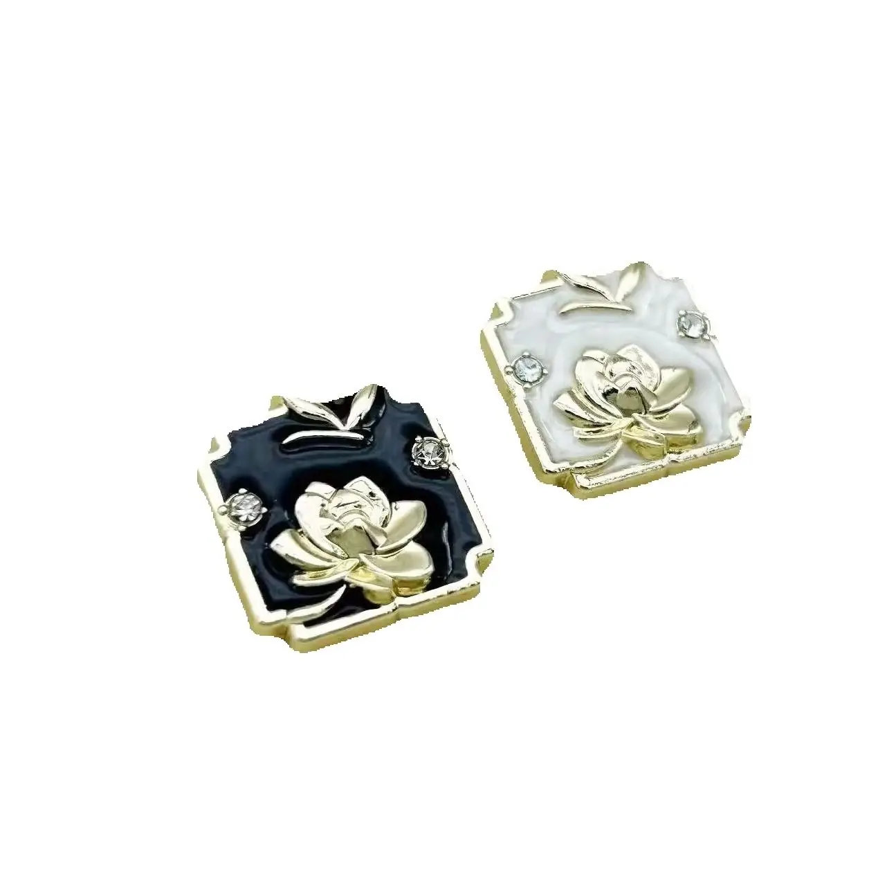 8PCS Square Lotus Flower Diamond Dot Oil Metal Hand Sewing Buttons Zhon Country Style Coat Jumper Knitwear Decorative Buttons