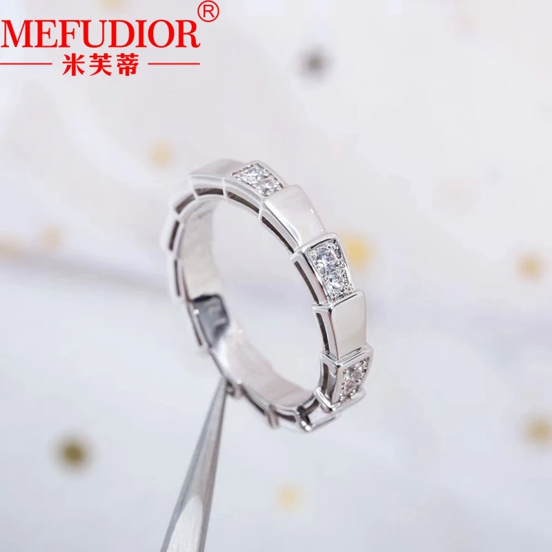 925 Sterling Silver Moissanite Snake Bone Rings Natural White Beige Women's Engagement Bands Hight Quality Luxury Jewellry Gifts