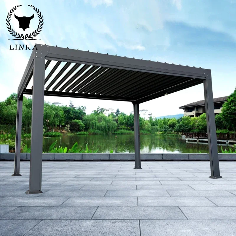 

Outdoor gazebo aluminum alloy canopy electric louver leisure garden villa outdoor courtyard Chinese sun shed