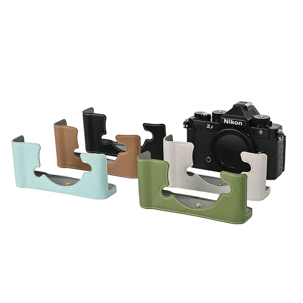 Palm Print  Camera Half Body Case for Nikon Zf ZF Z f PU Leather Battery Opening Bottom Cover With Hand Strap