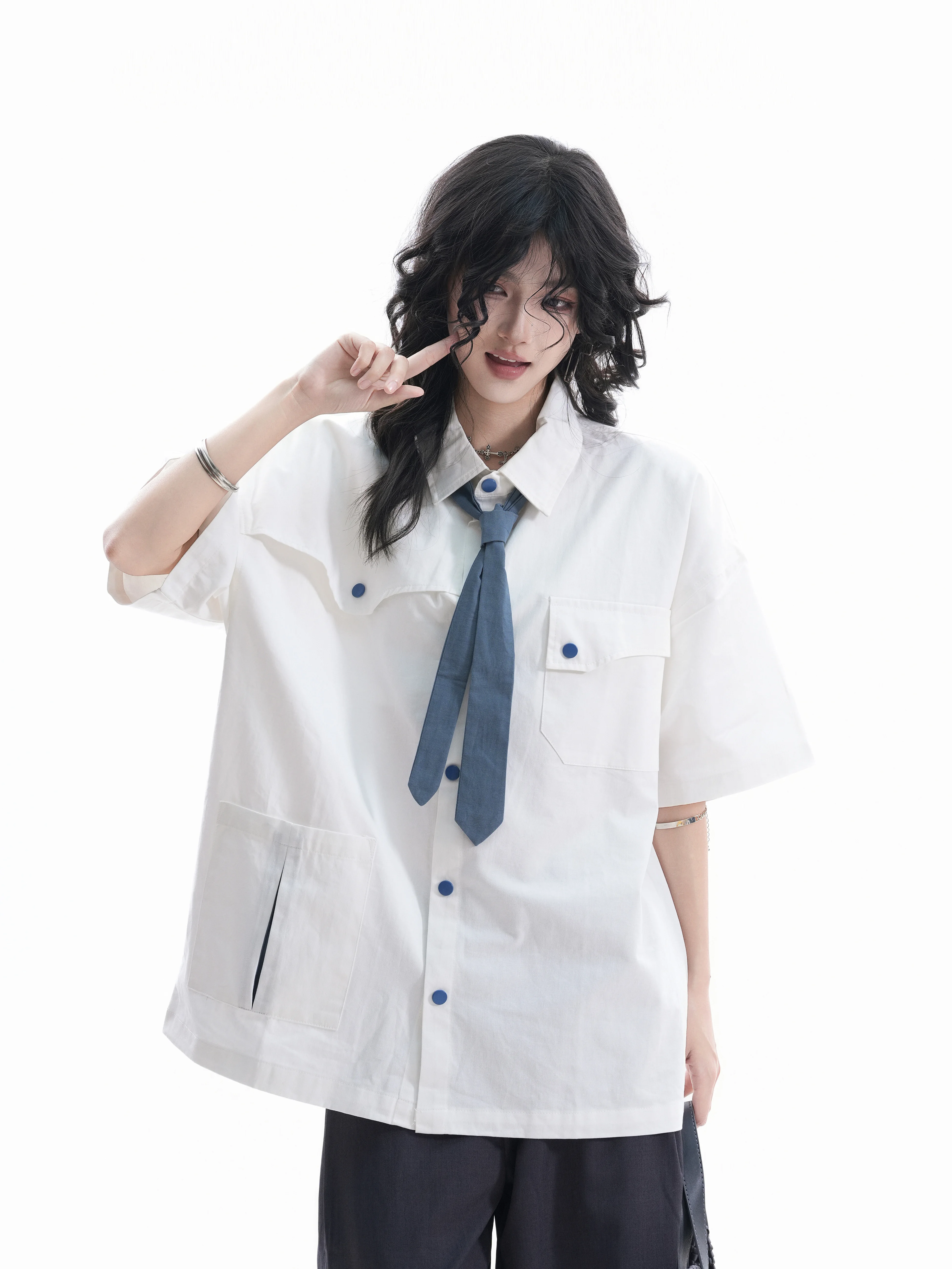 

Retro American Style Short Sleeve Shirt for Women Casual Oversize Design Couple Matching Shirt Polyester Fiber Open Cardigan