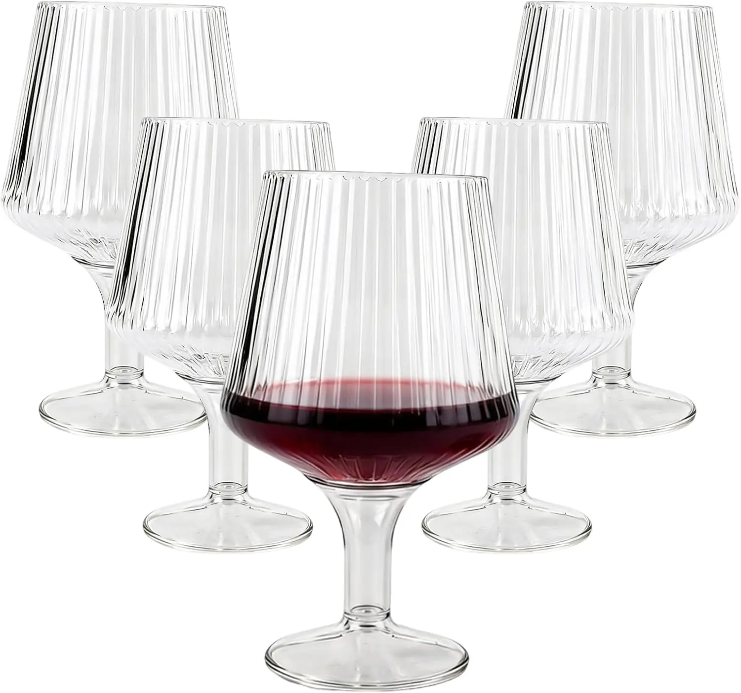 

30 Pack 12oz Plastic Wine Glasses, PET Material Unbreakable Reusable Stemmed Wine Goblets, Shatterproof Disposable Wine