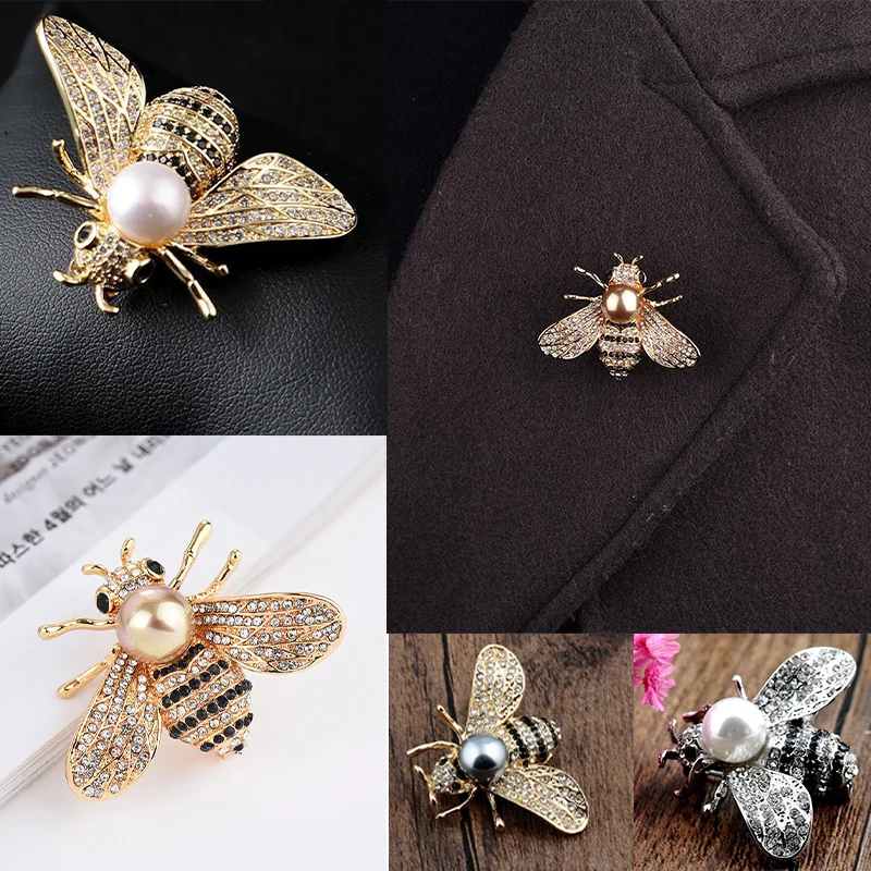 1PC Insect Series Brooch Delicate Little Bee Brooches Crystal Rhinestone Pin Jewelry