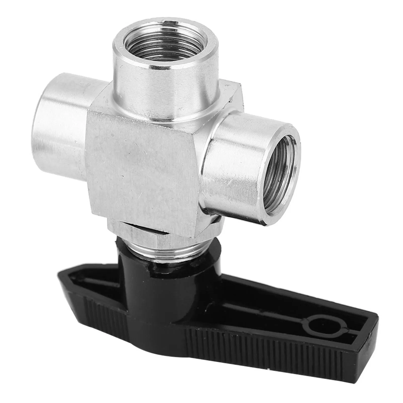 3 Way Ball Valve BSPP Female Thread Stainless Steel 1/4in for Water Pipe Flow Control High Pressure High Temperature Water Gas