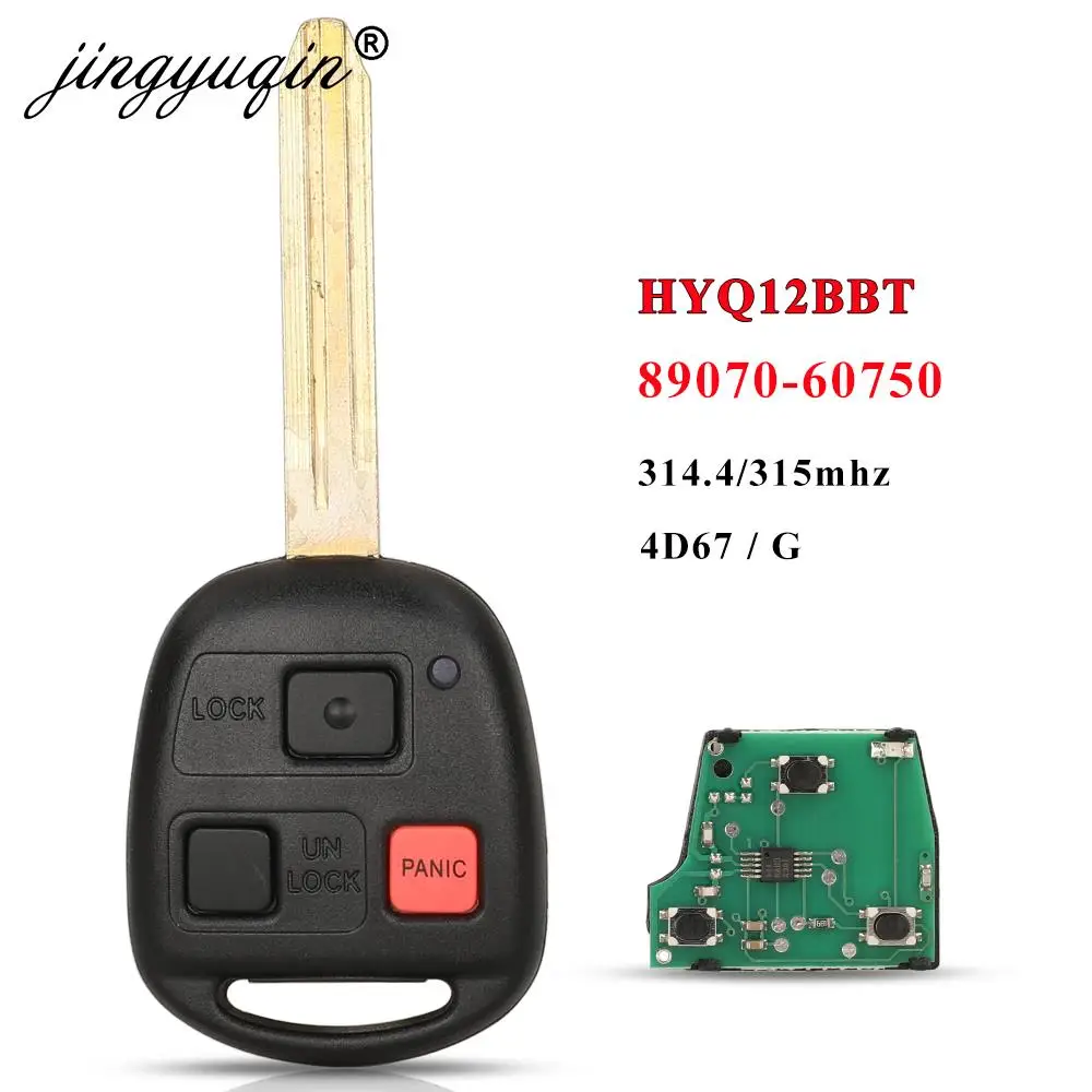 

jingyuqin HYQ12BBT 314MHz/315Mhz 4D67 / G Chip 3 Button Remote Car Key Fob TOY43 Blade for Toyota Land Cruiser FJ Cruiser 60750