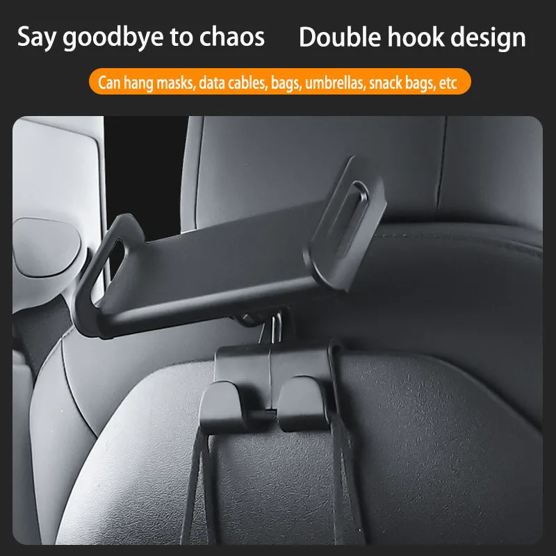 For Tesla Model 3/Y Back Seat Phone Holder with 2 hooks 360° Rotate StandAuto Headrest Bracket Support For Tablet PC iPad Mini