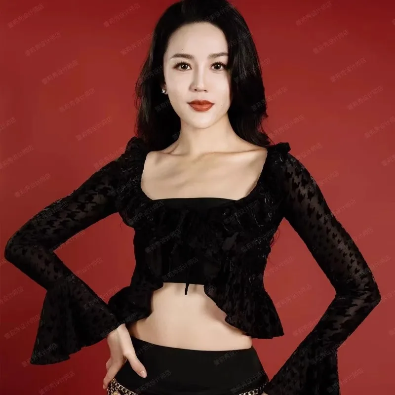 

customized pure desire sexy outfit dance slimming belly dance costume practice outfit top belly dancewear