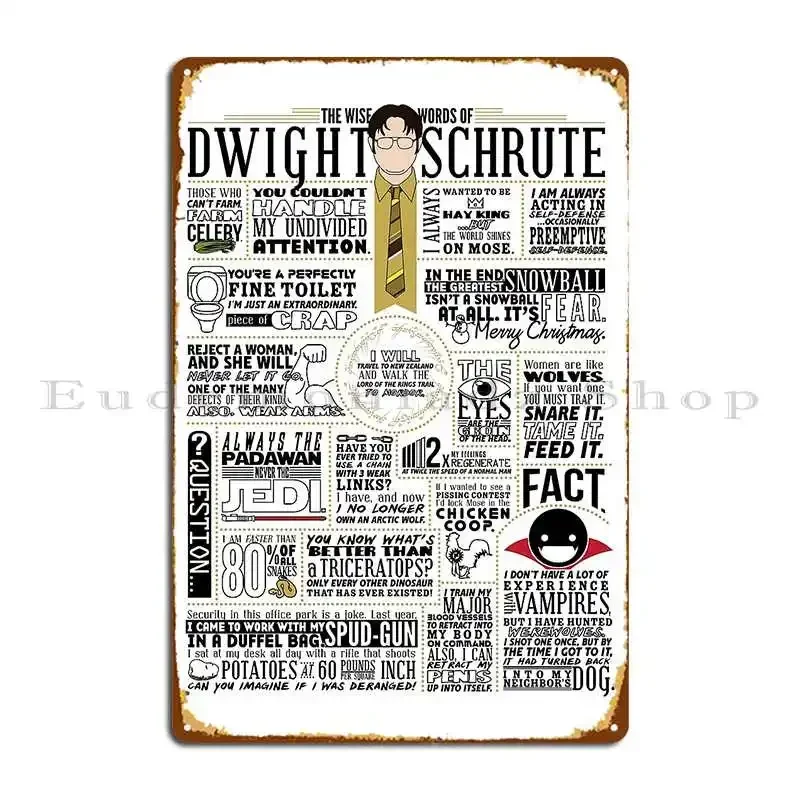 The Wise Words Of Dwight Schrute Light Tee Metal Signs Plaques Decoration Print Club Pub Tin Sign Poster