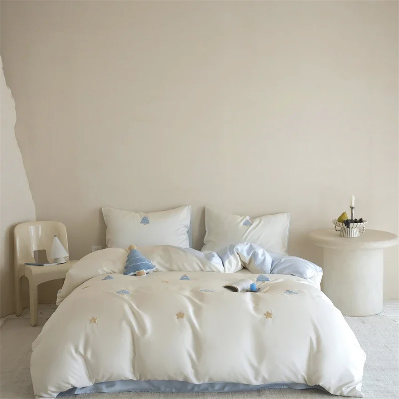 100% Lyocell Duvet Cover Set Soft Skin-friendly Comfortable Bedding Set Natural Plant Fiber Single Double Comforter Cover Set