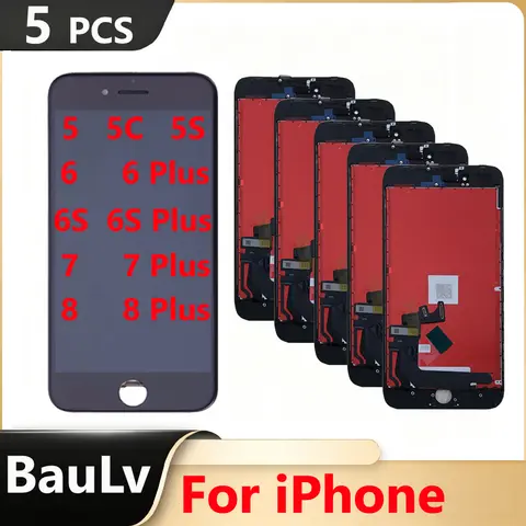 Wholesale 5 Pieces / Lot For iPhone 5 5C 5S LCD Display 6 6S Plus  Touch Screen 7 7Plus Digitizer Assembly For 8 8 Plus