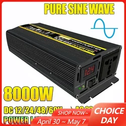 Pure Sine Wave Inverter DC 12/24/48/60V TO AC 220V 110V Voltage Convert Transformer 8000W 6000W 4000W 3000W Solar Inverter
