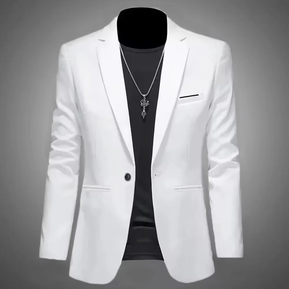 Men\'s Trendy Leisure Boutique Suit Jacket  Autumn Casual Business Slim Fit Non-ironing Single Button Suit Solid Formal Blouse