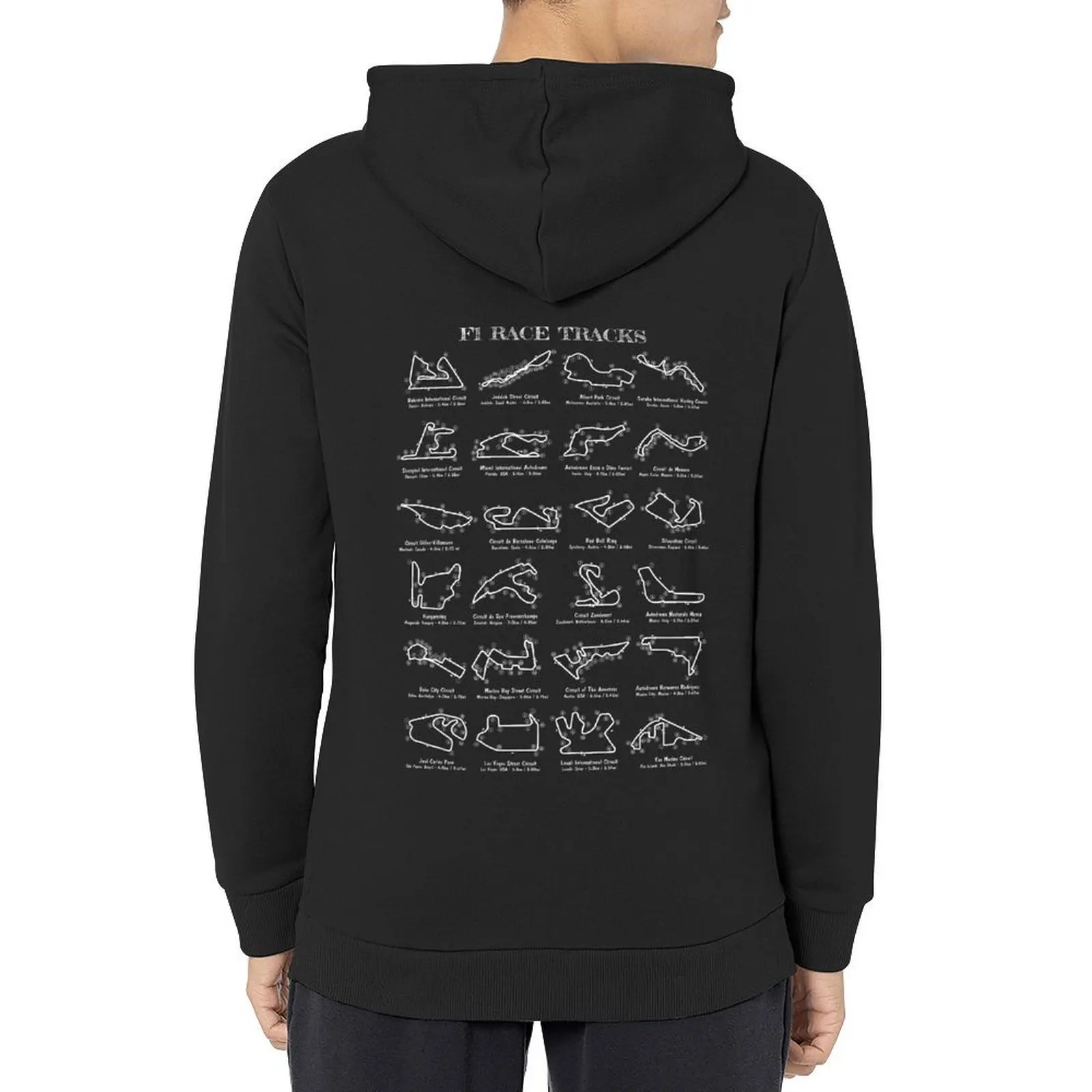 

F-1 Race Tracks Vertical (White Stencil - No Background) Hoodie autumn new products fashion men men clothing men hoodie