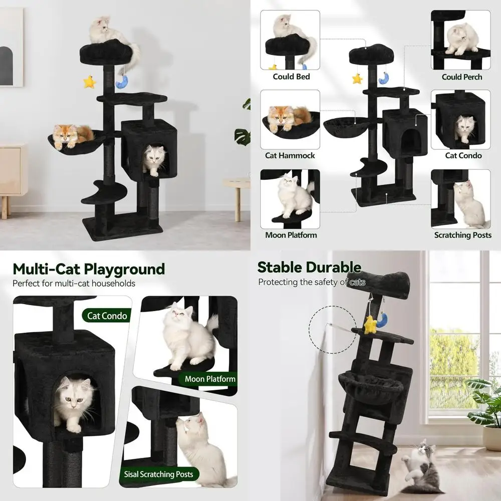 

Compact Gothic-Style Cat Tree for Young Kittens and Small Cats Up to 6lbs, 43 Play Tower with Scratching, Hammock, Perch, and To