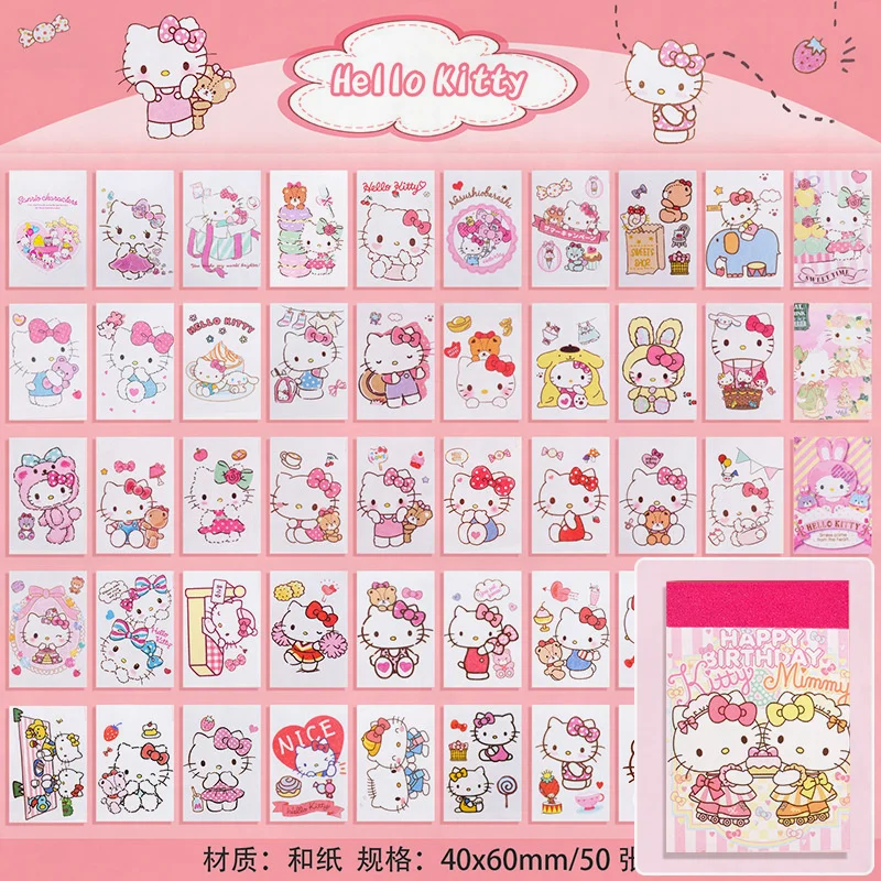 Sanrio-Mini libro de pegatinas portátil, Melody Cinnamoroll Hello Kitty Handbook Material Kawaii Girl Gift, envío gratis, nuevo