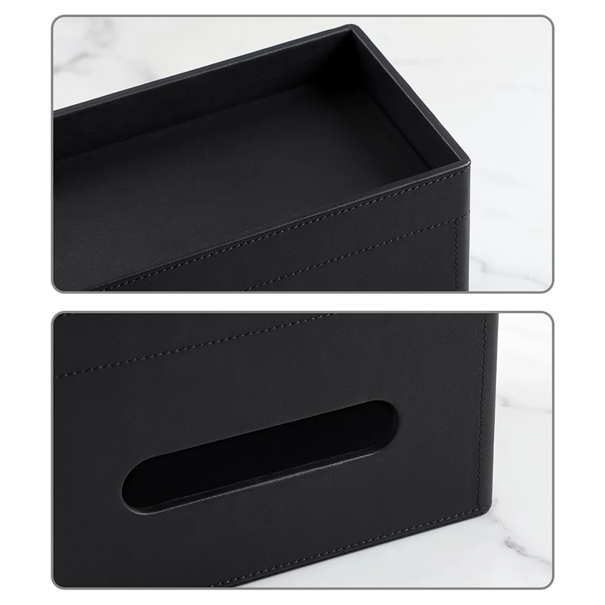 N38R_Plus Size Tissue Box Cover Rectangle, Organizer Tissue Holder black