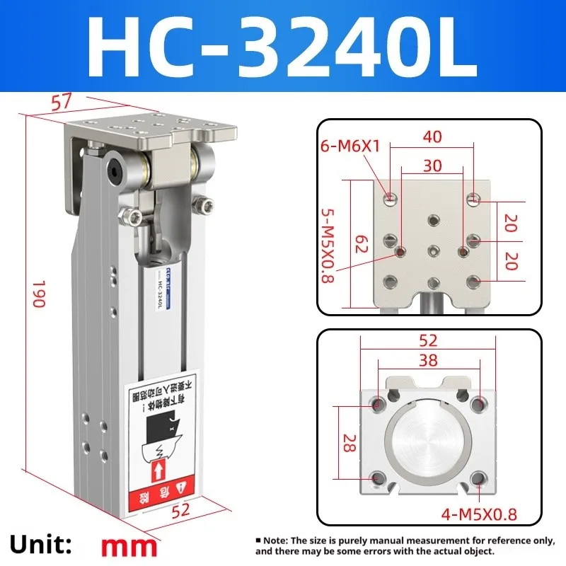 90-degree flip cylinder, small mechanical hand accessory, clamping cylinder HC-3240W/4040W, large thrust