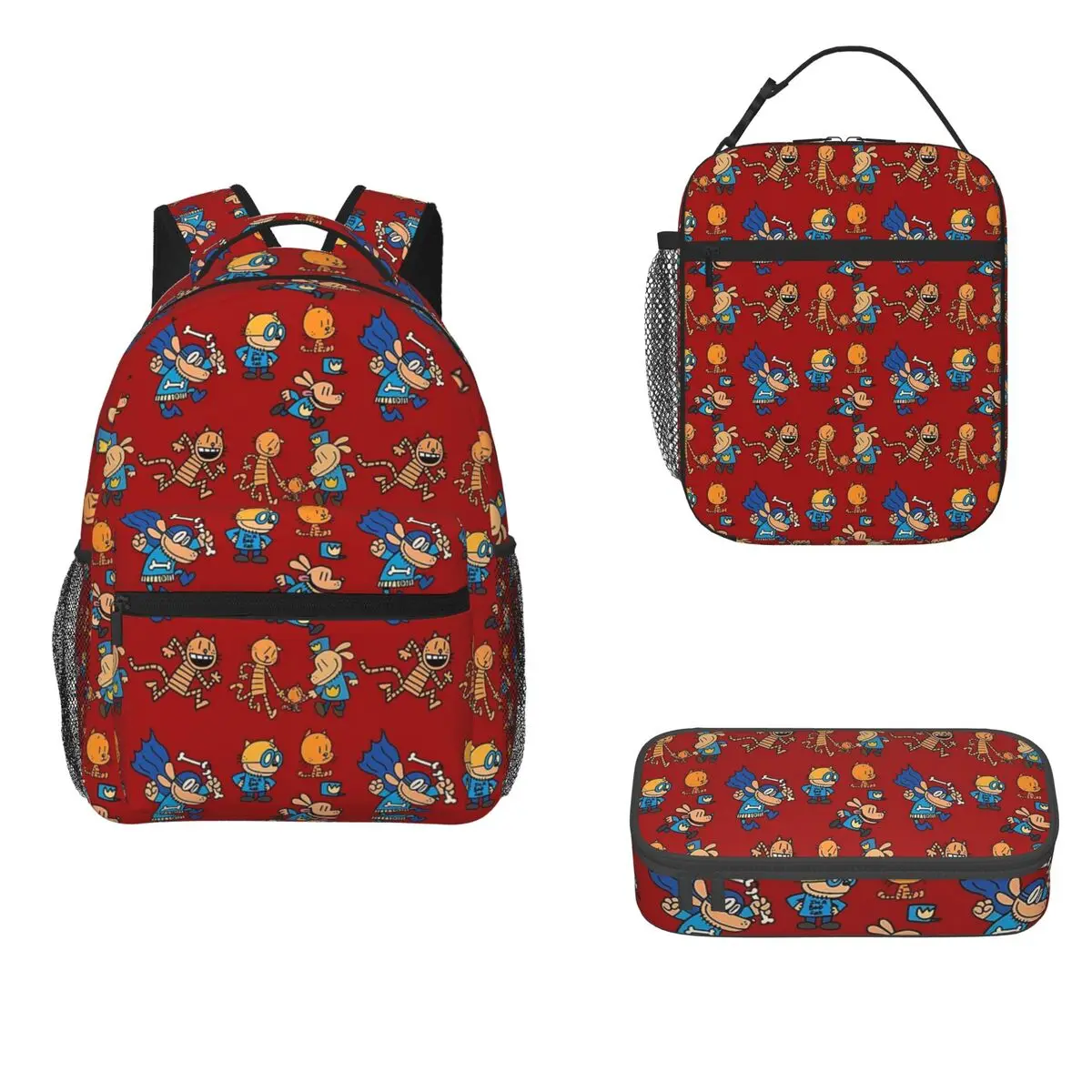 

Dog Man, Petey, Lil Petey Combo Set Pack Backpacks Girls Bookbag Cartoon Kids Rucksack Lunch Bag Pen Bag Three-Piece Set
