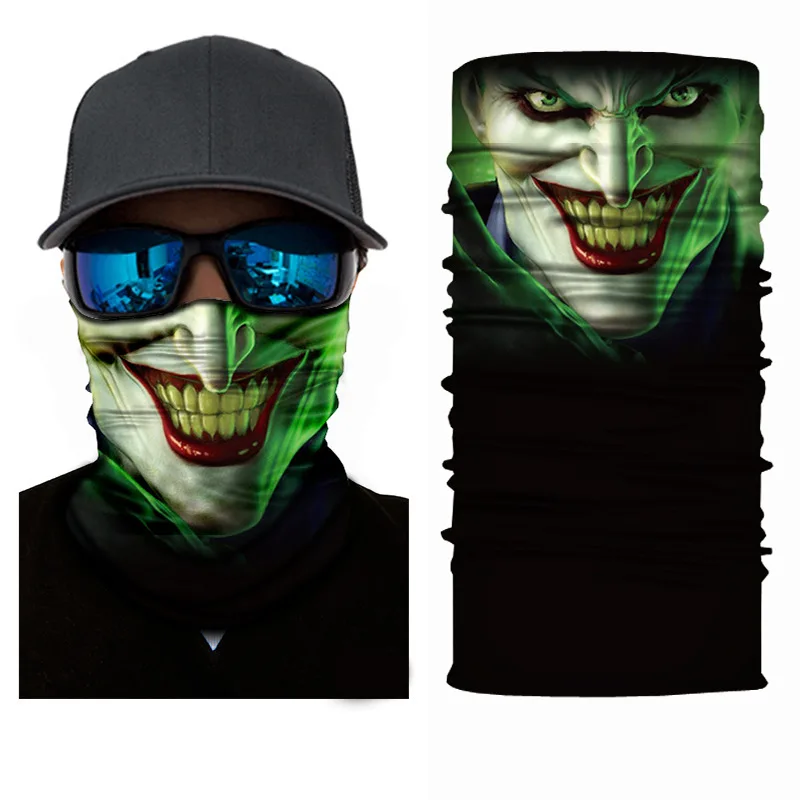 3D Ghost Skull Bandana Neck Gaiter Head Shield Summer Hiking Scarves Tube Balaclava Scarves Breathable Sun Guard Headband Scarf