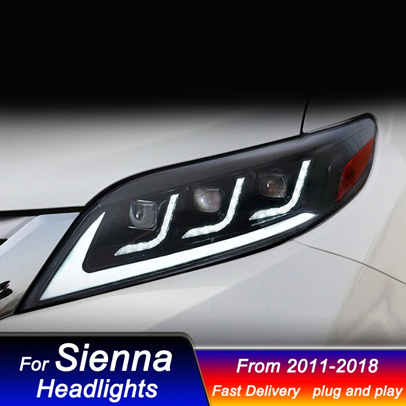 

Hot Car Headlights For Toyota Sienna 11-18 Lexus style full LED Head Lamp Upgrade DRL Dynamic Signal Lamp Front light Assembly