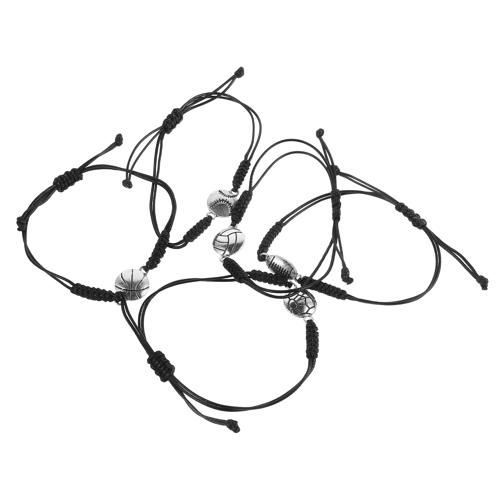 

5pcs Sports Ball Bracelets Durable Waxed Cord Adjustable Gifts Baseball Soccer Volleyball Players Men Women Team Accessories