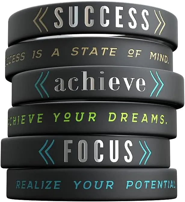 

Motivational Silicone Wristband Success Achieve Focus Goal Reminder Bracelet