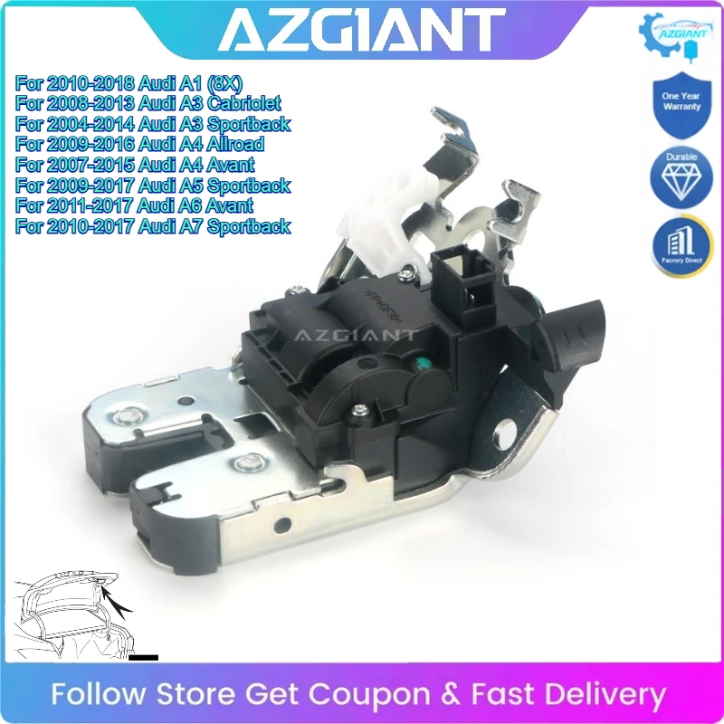 

AZGIANT Car Rear Tailgete Door Lock Release Motor 4Pin for Audi A1 A3 A4 A5 A6 A7 Replacement Direct Fit 8K9827505A 16D827505
