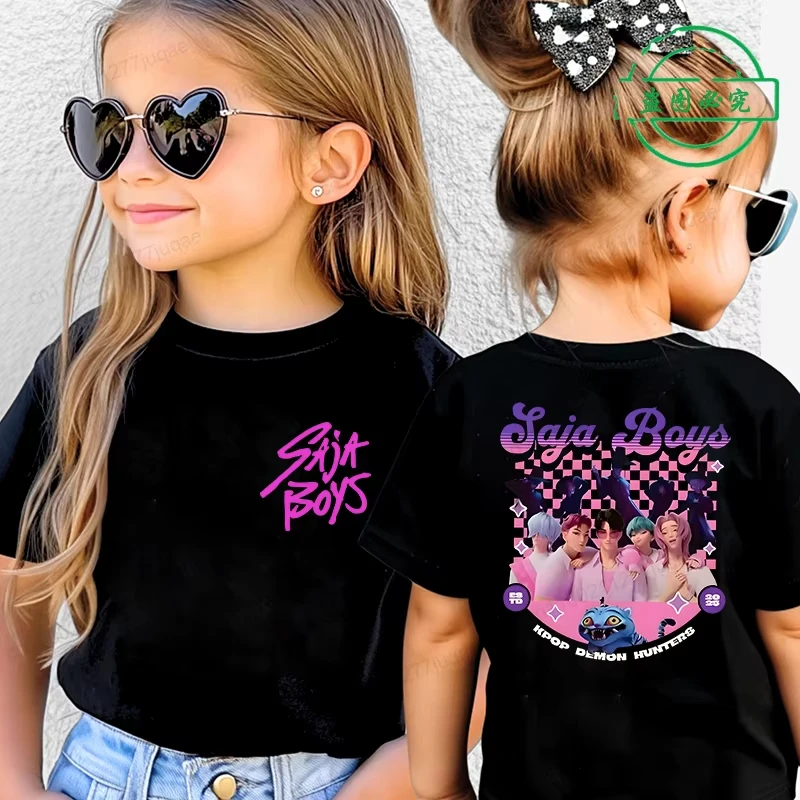 KPop Demon Hunters Saja Boys Kids Clothing Summer Cartoon Derpy Tiger Clothes Fashion Boys T-shirt Cotton Children's T Shirts image 6