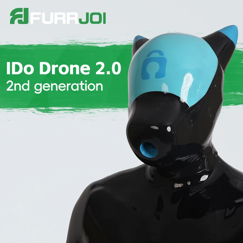 Furrjoi Silicone IDo Drone Mask 2.0 Full Head Latex Furry Fetish Hood for Cosplay Costumes Makeup Party Masken Halloween