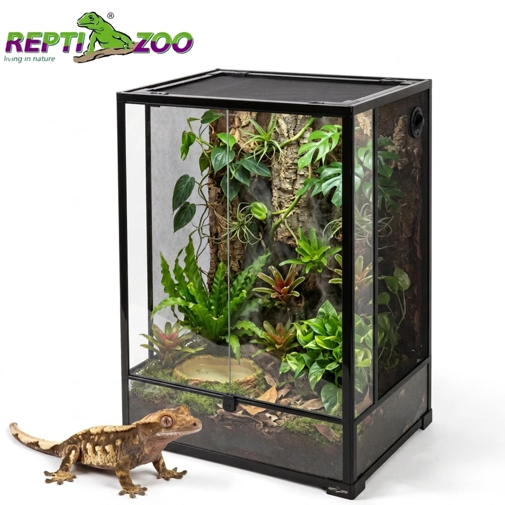 REPTIZOO 67 Gal 60x45x90cm Easy Assembly 24x18x36inch Rainforest Habitat Tall Arboreal Glass Reptile Terrarium For Crested Gecko