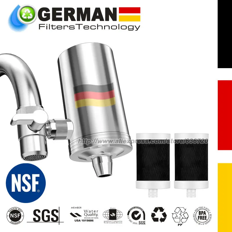 Filtro de agua para grifo de larga duración de 320 galones, filtro de agua de acero inoxidable para fregadero, reduce el cloro, los metales pesados y el mal sabor
