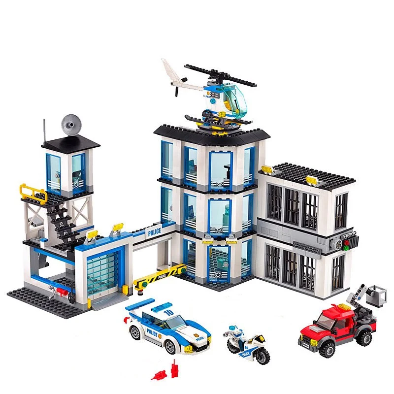 City Police Station Guard Building Blocks 60141 Helicopter Car SWAT Prison Figures Bricks Educational Toys Gift For Children Boy