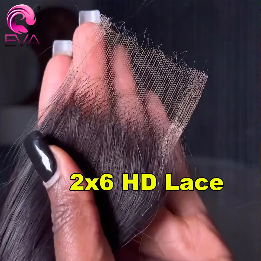 

Eva Hair 2x6 HD Lace Closure Invisible Swiss HD Lace Melt Skins Deep Parting Pre Plucked Virgin Human Hair Closure Frontal Only