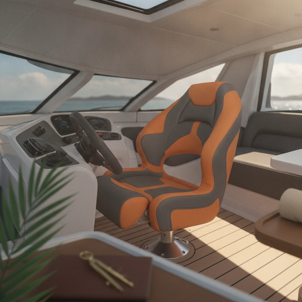 

Marine Seat with Cutout Padded Boat Seat with Aluminum Hinges Long-Lasting Ergonomic for Captains, Boats, Helm Stations