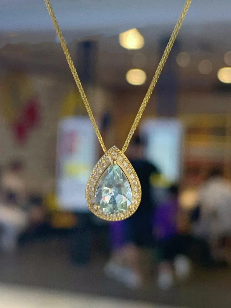 

S925 Sterling Silver Women's Necklace White Zircon Water Drop Pendant Necklace Jewellery for Women Daily Wear Holiday Party Gift