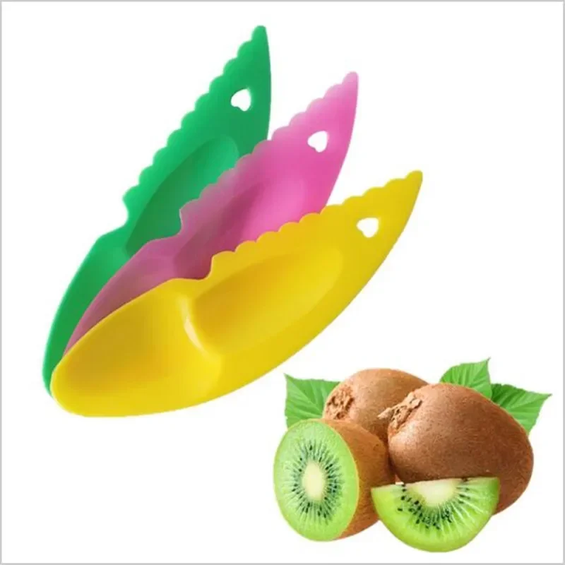 3Pcs/set 2 in 1 Vegetable Fruit Gadgets Kiwi Dig Spoon Scoop Plastic Fruit Knife Slicer Peeler Cutter Kitchen Tools